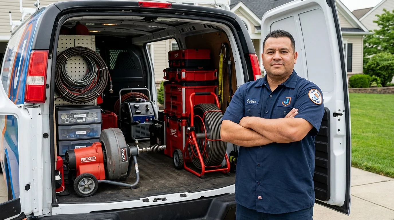 Professional drain cleaning equipment and Johns Plumbing LLC plumber in Crestwood
