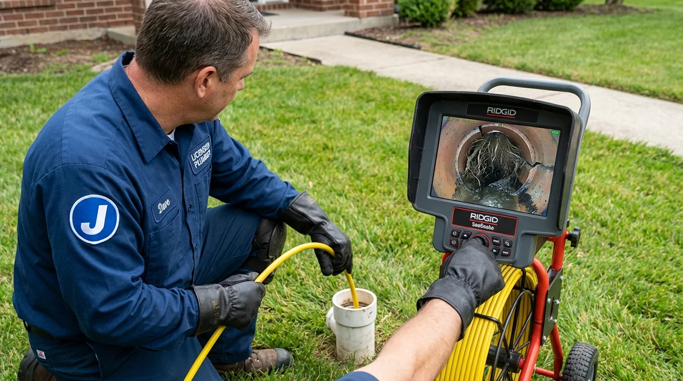 Sewer camera inspection being performed by Johns Plumbing LLC in Crestwood